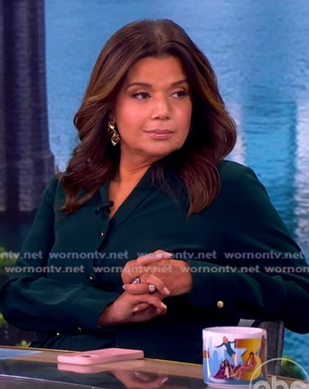 Ana’s teal belted shirtdress on The View