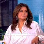 Ana’s white satin striped top and pants on The View Ana’s white satin striped top and pants on The View