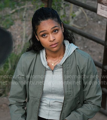 Andrea's arny green bomber jacket on Marshals