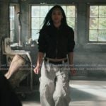 Andrea’s black bomber jacket and cargo pants on Marshals Andrea’s black bomber jacket and cargo pants on Marshals