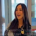 Angie's black monogram trench coat on The Real Housewives of Salt Lake City Angie's black monogram trench coat on The Real Housewives of Salt Lake City