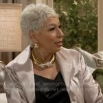 Anita's chunky gold necklace and triangle earrings on Beyond the Gates Anita's chunky gold necklace and triangle earrings on Beyond the Gates