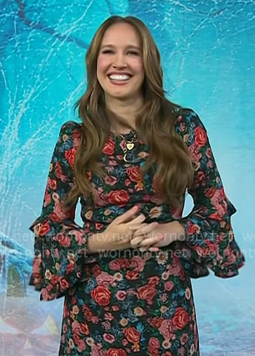 Anna Camp’s floral print ruffle dress on Today