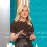 Ashley Bellman’s brown leather skirt dress on CBS Mornings Ashley Bellman’s brown leather skirt dress on CBS Mornings