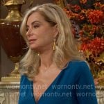 Ashley’s blue dress with side drape on The Young and the Restless