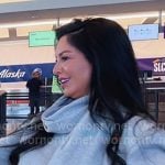 Ashley's grey scarf sweatshirt and pants on The Real Housewives of Salt Lake City Ashley's grey scarf sweatshirt and pants on The Real Housewives of Salt Lake City