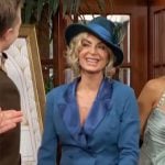 Ashley’s teal blue coat dress on The Young and the Restless