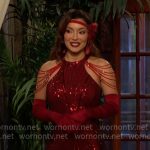 Audra’s red sequin dress at Sally and Billy’s wedding on The Young and the Restless