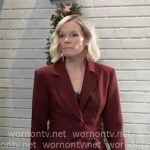 Ava’s burgundy blazer and slip skirt on General Hospital Ava’s burgundy blazer and slip skirt on General Hospital