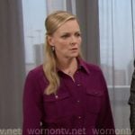 Belle’s purple shirtdress on Days of our Lives