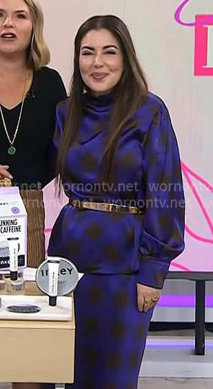 Bobbie’s purple plaid blouse and skirt on Today