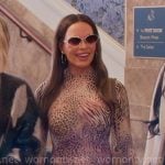 Britani's beige animal print top and suede mini skirt on The Real Housewives of Salt Lake City Britani's beige animal print top and suede mini skirt on The Real Housewives of Salt Lake City