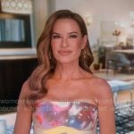 Britani’s tie dye strapless confessional dress on The Real Housewives of Salt Lake City Britani’s tie dye strapless confessional dress on The Real Housewives of Salt Lake City