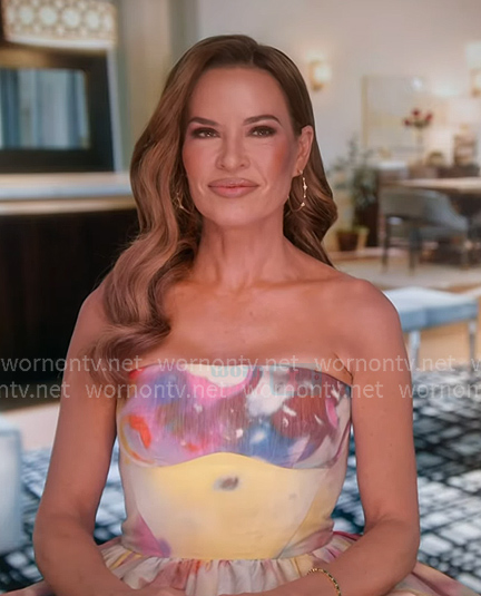 Britani’s tie dye strapless confessional dress on The Real Housewives of Salt Lake City Britani’s tie dye strapless confessional dress on The Real Housewives of Salt Lake City