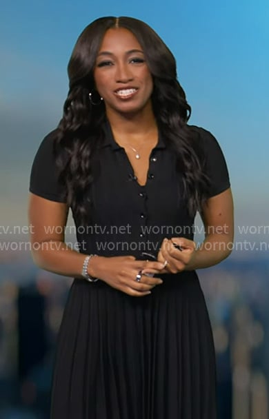 Brittany’s black pleated mini dress on Good Morning America Brittany’s black pleated mini dress on Good Morning America