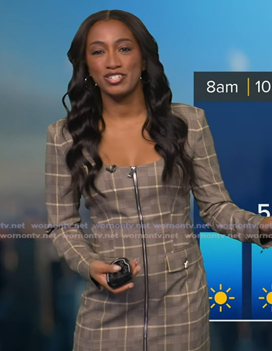 Brittany’s check print square neck dress on Good Morning America Brittany’s check print square neck dress on Good Morning America