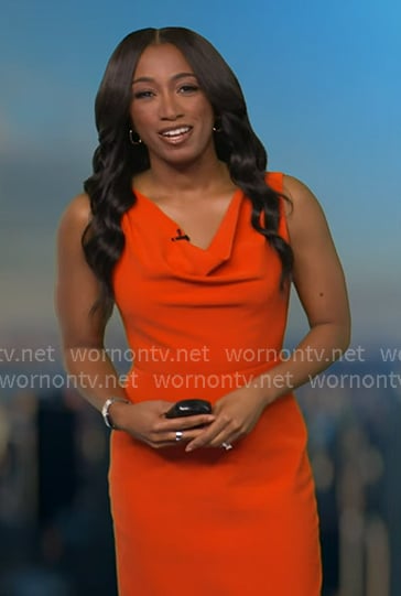 Brittany's orange cowl neck dress on Good Morning America