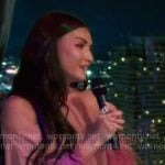 Bronwyn's pink feather trim gown on The Real Housewives of Salt Lake City