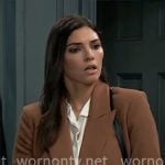 Brook-Lynn's tan brown blazer on General Hospital Brook-Lynn's tan brown blazer on General Hospital