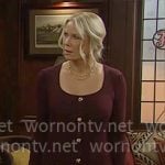Brooke’s burgundy button front dress on The Bold and the Beautiful Brooke’s burgundy button front dress on The Bold and the Beautiful