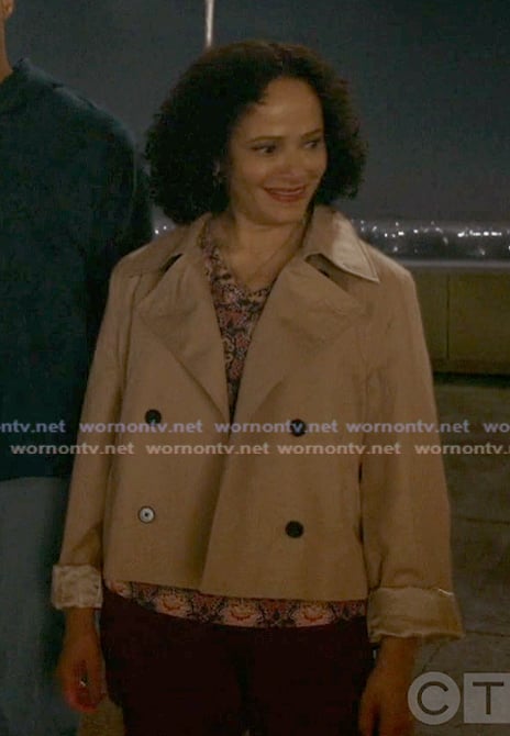 Carla's double breasted cropped trench jacket on Scrubs