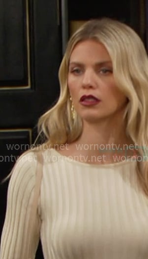 Cat’s ivory ribbed knit dress on Days of our Lives Cat’s ivory ribbed knit dress on Days of our Lives
