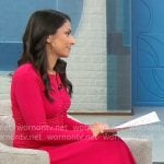 Celine Gounder’s pink ruched front dress on CBS Mornings Celine Gounder’s pink ruched front dress on CBS Mornings
