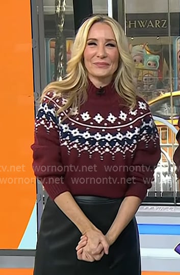 Chassie’s burgundy fair lsle sweater and boots on Today Chassie’s burgundy fair lsle sweater and boots on Today