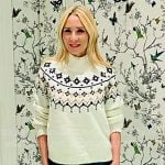 Chassie’s white fair lsle sweater on Today Chassie’s white fair lsle sweater on Today