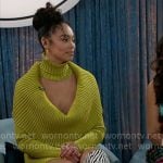 Chelsea's green cowl neck sweater dress on Beyond the Gates Chelsea's green cowl neck sweater dress on Beyond the Gates