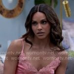 Cheyenne's pink lace trim short pajama set on Tyler Perrys Sistas
