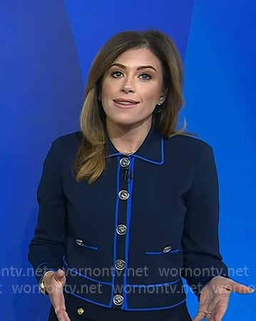 Chloe's navy contrast trim jacket on Today