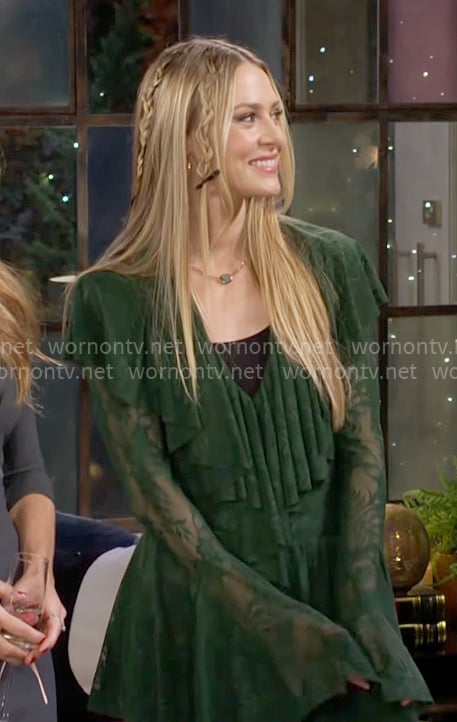 Claire's green ruffled lace dress on The Young and the Restless