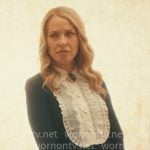 Coco's black dress with white ruffle front on American Horror Story Coco's black dress with white ruffle front on American Horror Story