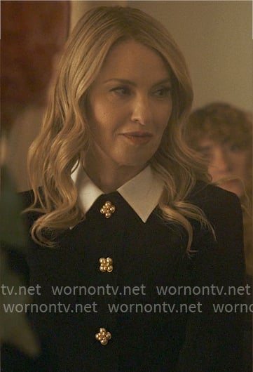 Coco’s black pearl button front dress on American Horror Story Coco’s black pearl button front dress on American Horror Story