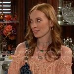 Coco’s pink floral top and denim bag on The Young and the Restless Coco’s pink floral top and denim bag on The Young and the Restless