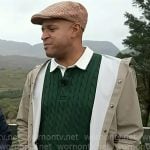 Craig’s green cable knit polo sweater and beige jacket on Today Craig’s green cable knit polo sweater and beige jacket on Today