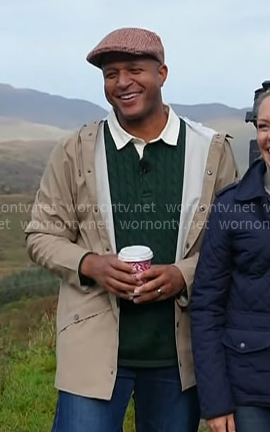 Craig's green cable knit polo sweater and beige jacket on Today