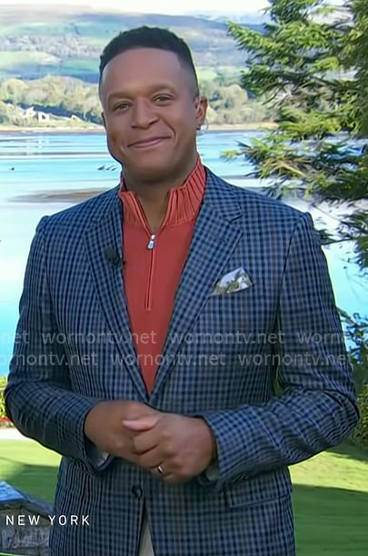 Craig’s red half-zip sweater and blue check blazer on Today Craig’s red half-zip sweater and blue check blazer on Today