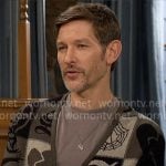 Daniel's patchwork print cardigan on The Young and the Restless Daniel's patchwork print cardigan on The Young and the Restless