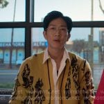 Daniel’s yellow printed cardigan on Reasonable Doubt