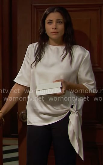 Daphne’s white tie-hem top on The Bold and the Beautiful