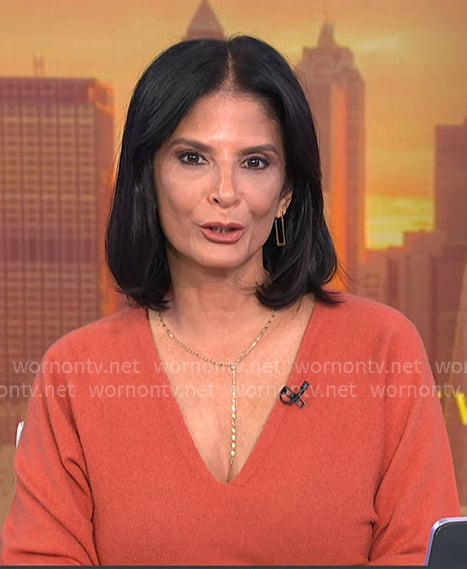 Darlene's orange v-neck sweater dress on Today