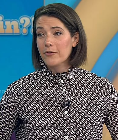 Dayn’s black geometric print ruffle shirt on Today Dayn’s black geometric print ruffle shirt on Today
