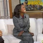 Deborah’s grey belted jacket and pants on Good Morning America