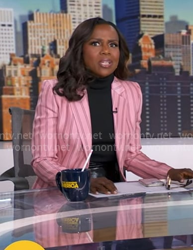 Deborah’s pink stripe blazer on Good Morning America Deborah’s pink stripe blazer on Good Morning America