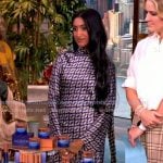 Dhivya Srinivasa’s printed turtleneck dress on The View Dhivya Srinivasa’s printed turtleneck dress on The View