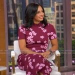 Dr Tara Narula's burgundy floral sheath dress on Good Morning America Dr Tara Narula's burgundy floral sheath dress on Good Morning America