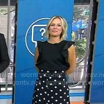 Dylan’s black ruffle top and polka dot wide-leg pants on Today