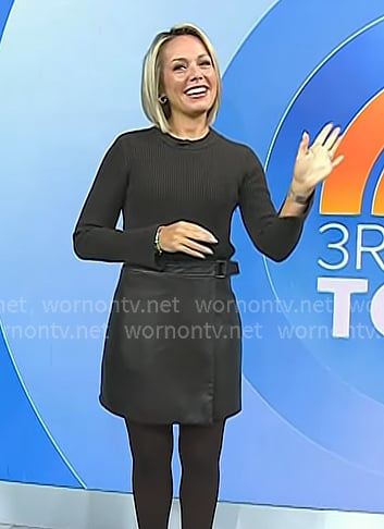 Dylan’s brown leather wrap skirt on Today